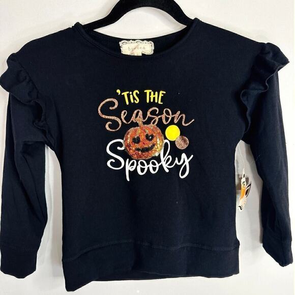 Btween Girls Halloween "Tis The Season Spooky" Glitter Sequined Top Size 6T NWT - Picture 1 of 7